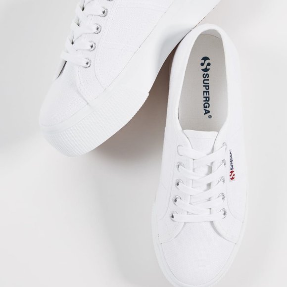 Womens Superga Low top Platform White Sneakers Size 9 - Picture 2 of 5